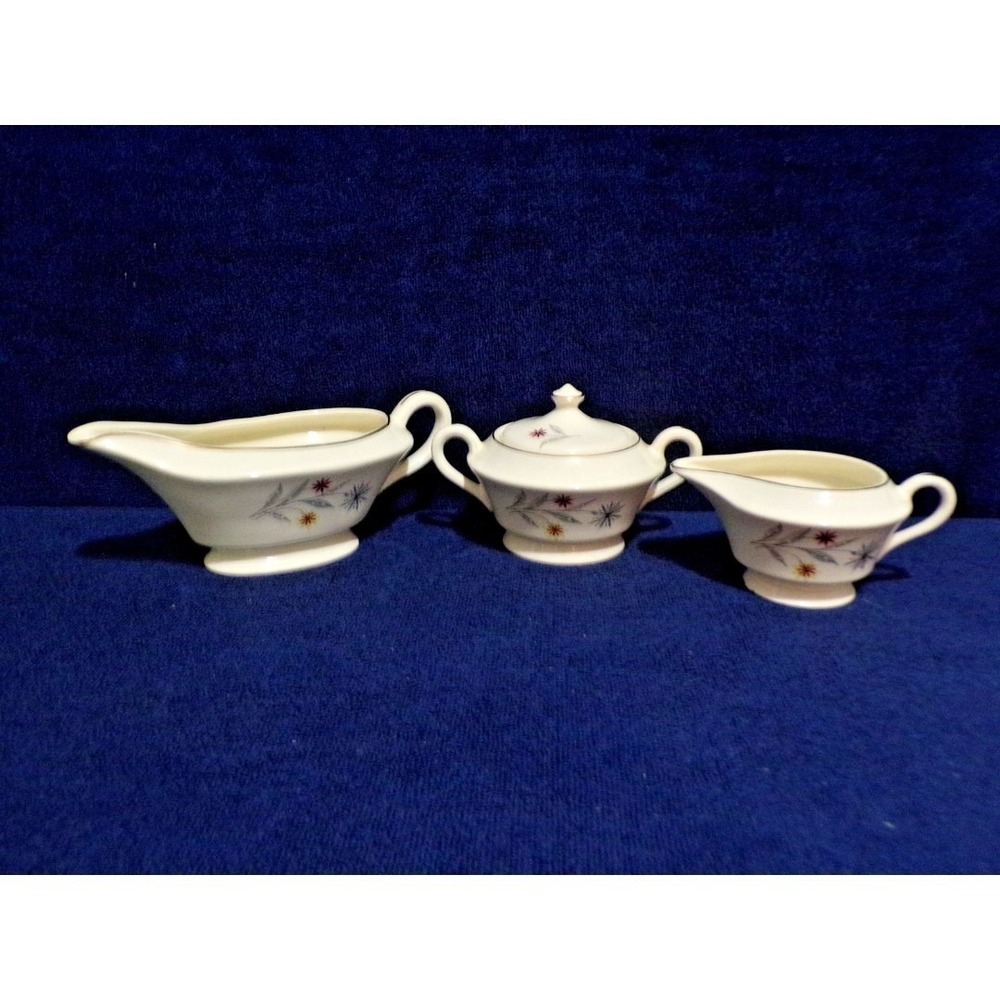 Vintage‎ Glamour by American Limogies USA Starflower MCM 3 Piece Serving Set